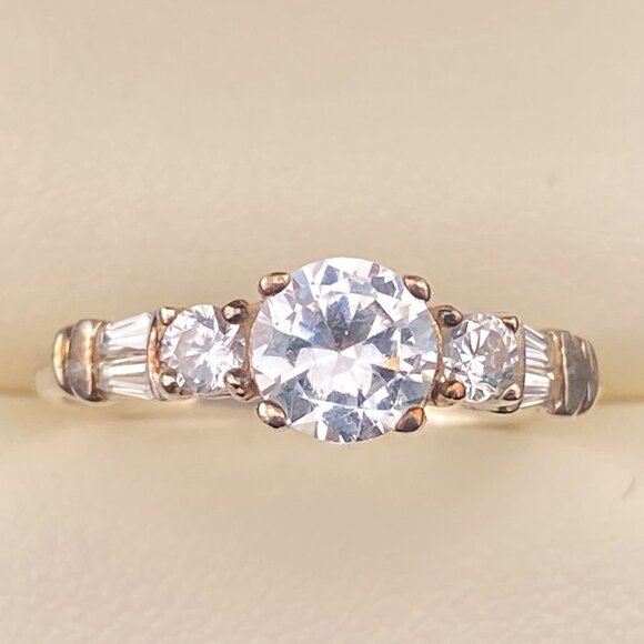 Vtg Royal 925 PD Crown Signed C Z Sterling Silver Ring Size 8 Luxury Engagement - Picture 13 of 14
